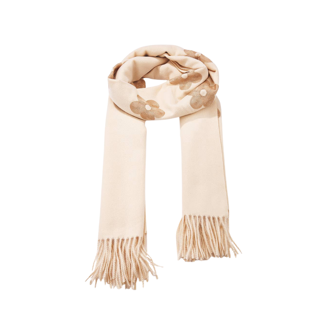 Wollschal • gesticktes Blumenmuster