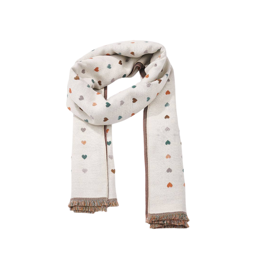 Wollschal mit Herzmuster • wendbar