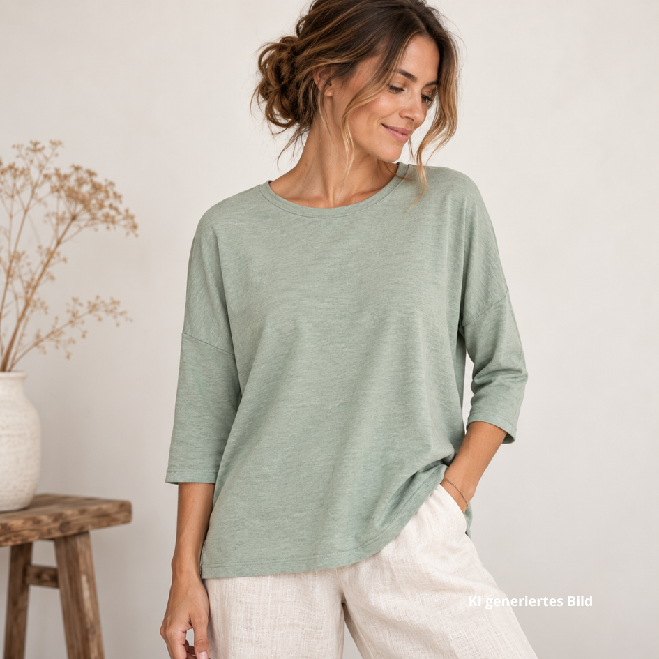 Blusenshirt - Feinstrick- Bio Baumwolle - salbei