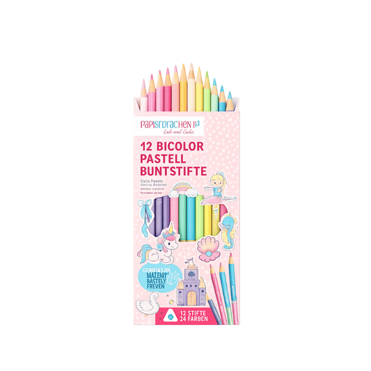 Buntstifte - 12 Bicolor Buntstifte pastell