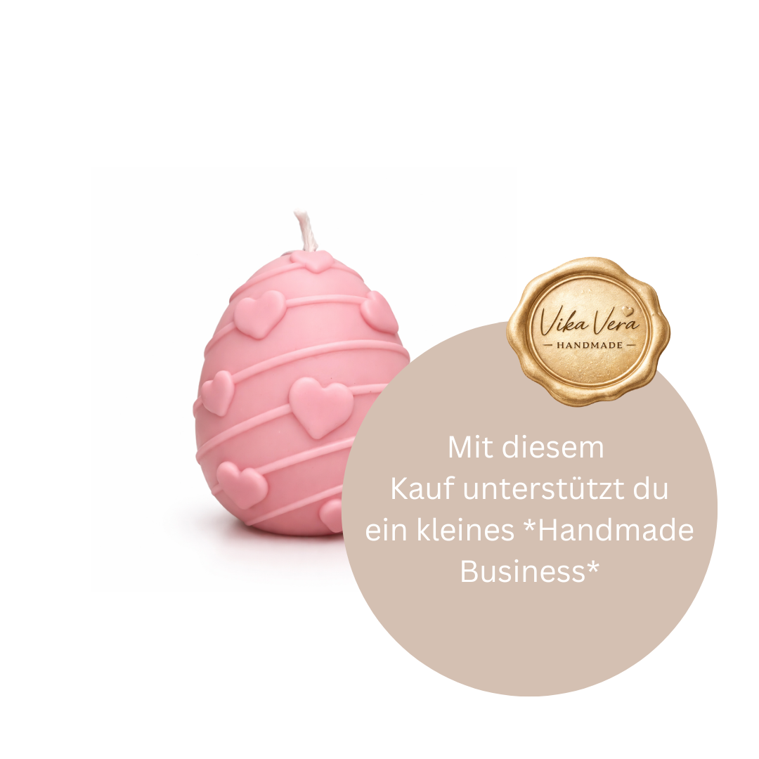 Ei Kerze - Osterei Muster - Herzen