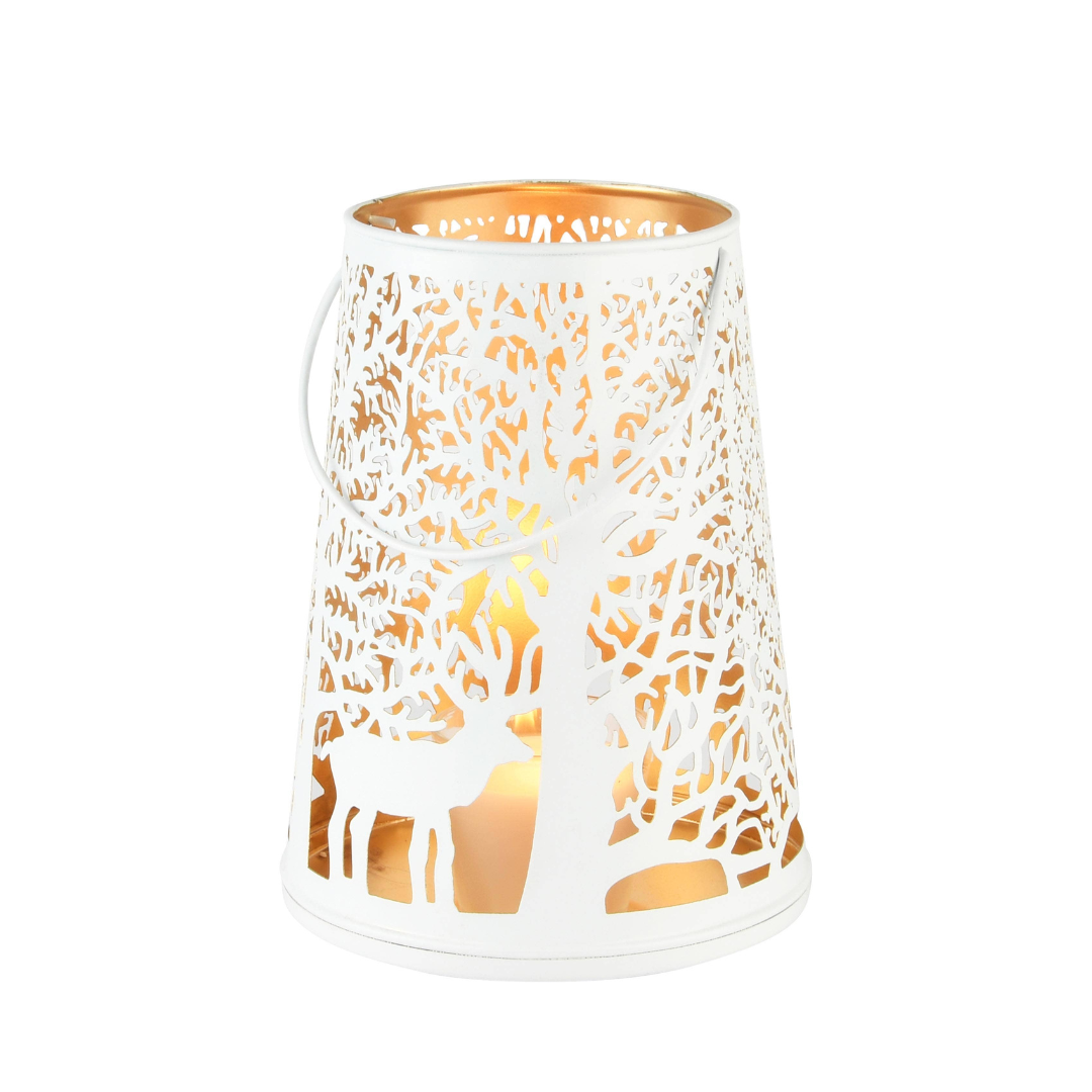 Laterne - Mysterious Hirsch - weiss gold