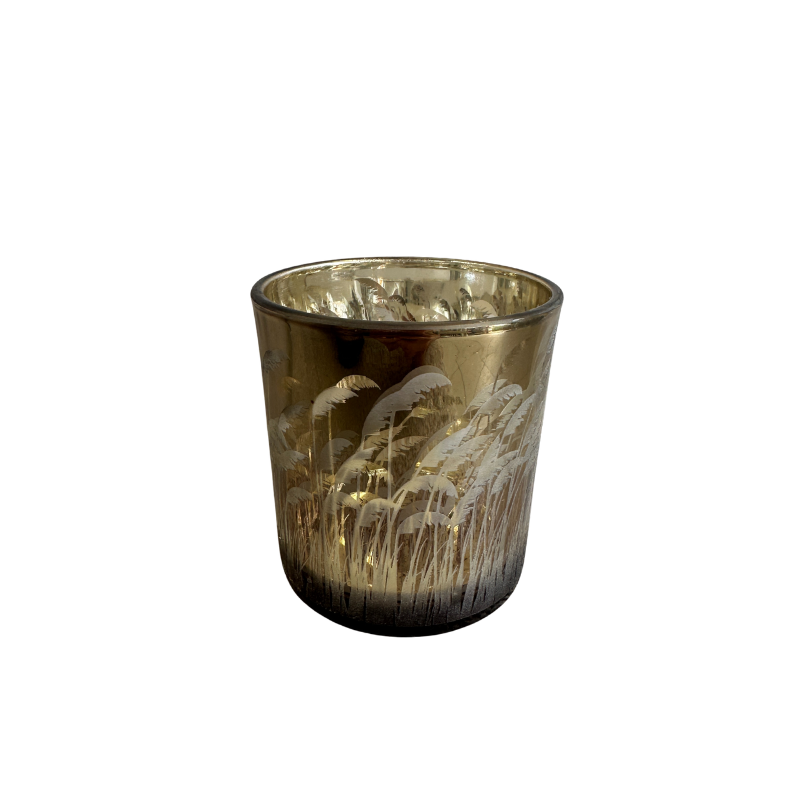 Windlicht Gräser - braun - S