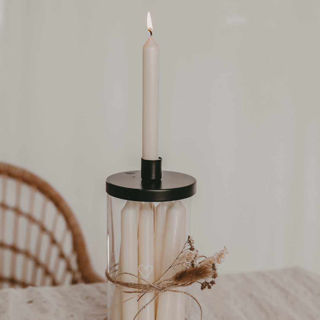 Kerzenhalter Metall - schwarz - für Vorratsgläser