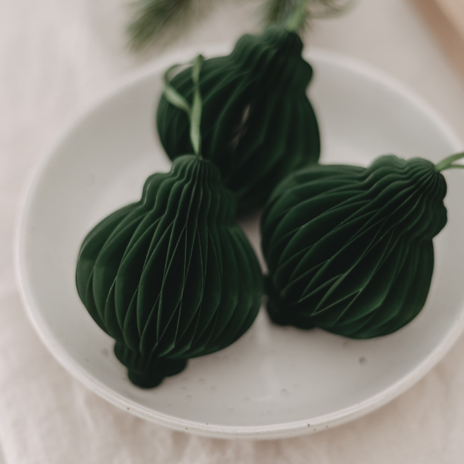 Papierkugeln - dunkelgrün - faltbar - 10 cm