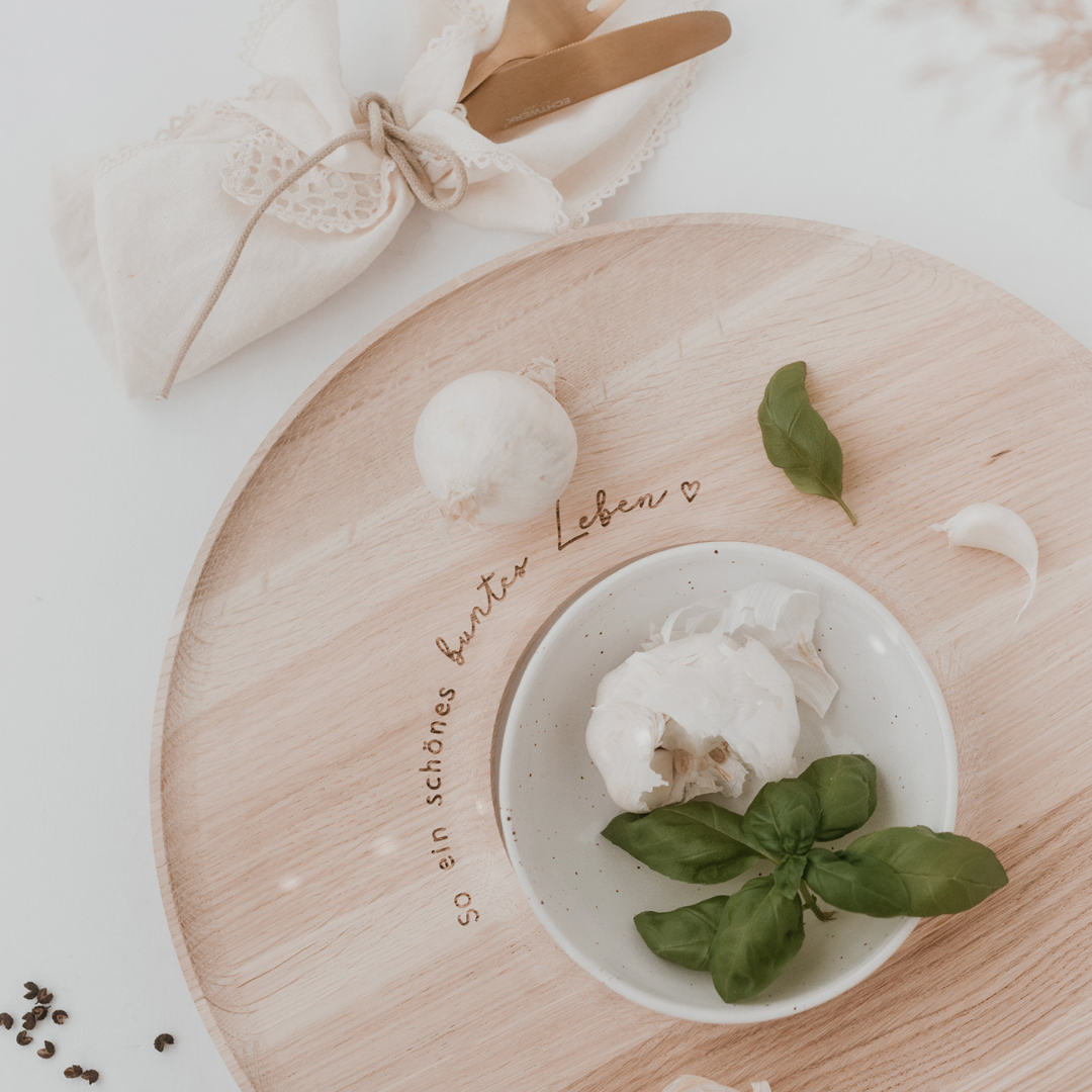 Tablett Servierbrett - mit Loch - Schönes buntes Leben