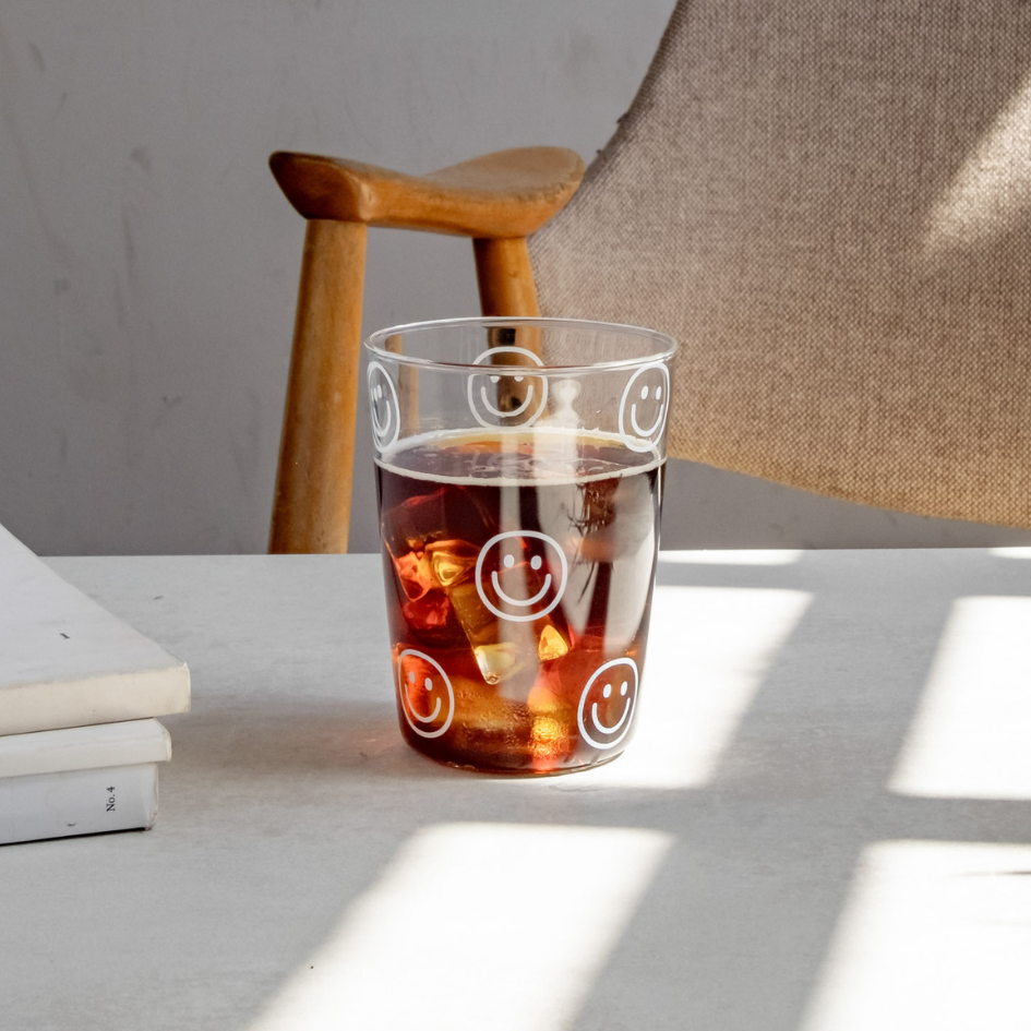 Trinkglas - Smiley weiß