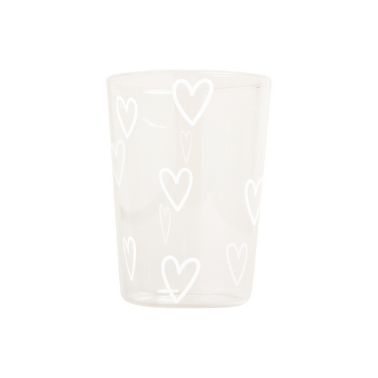 Trinkglas - Herzen weiß