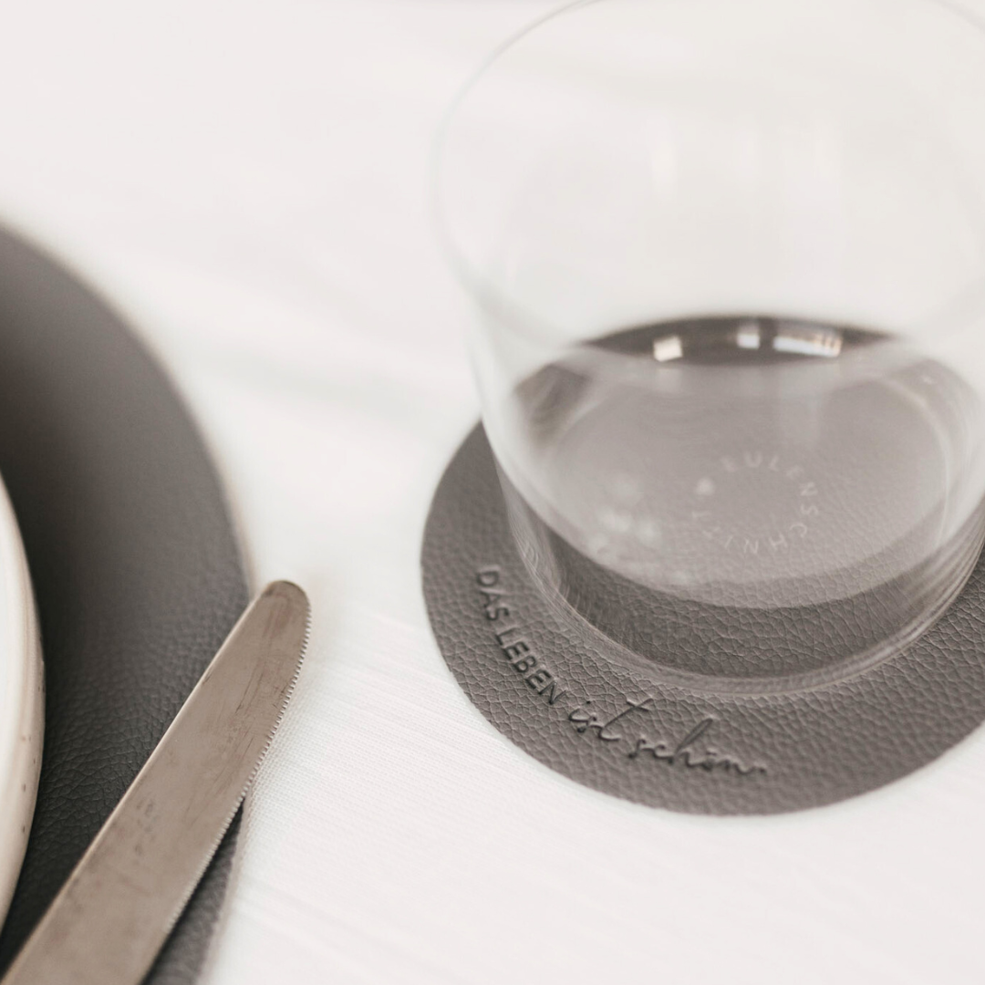 Untersetzer - wendbar - grau Spruch "Das Leben ist schön"