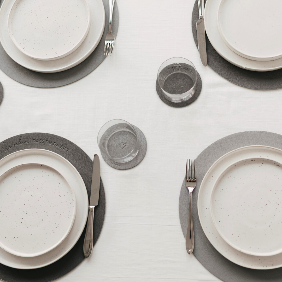 Untersetzer - wendbar - grau Spruch "Das Leben ist schön"