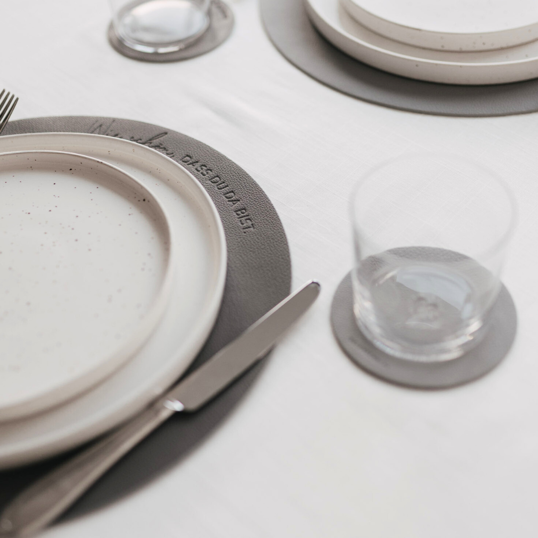 Untersetzer - wendbar - grau Spruch "Das Leben ist schön"