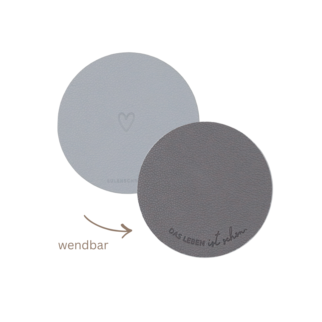 Untersetzer - wendbar - grau Spruch "Das Leben ist schön"