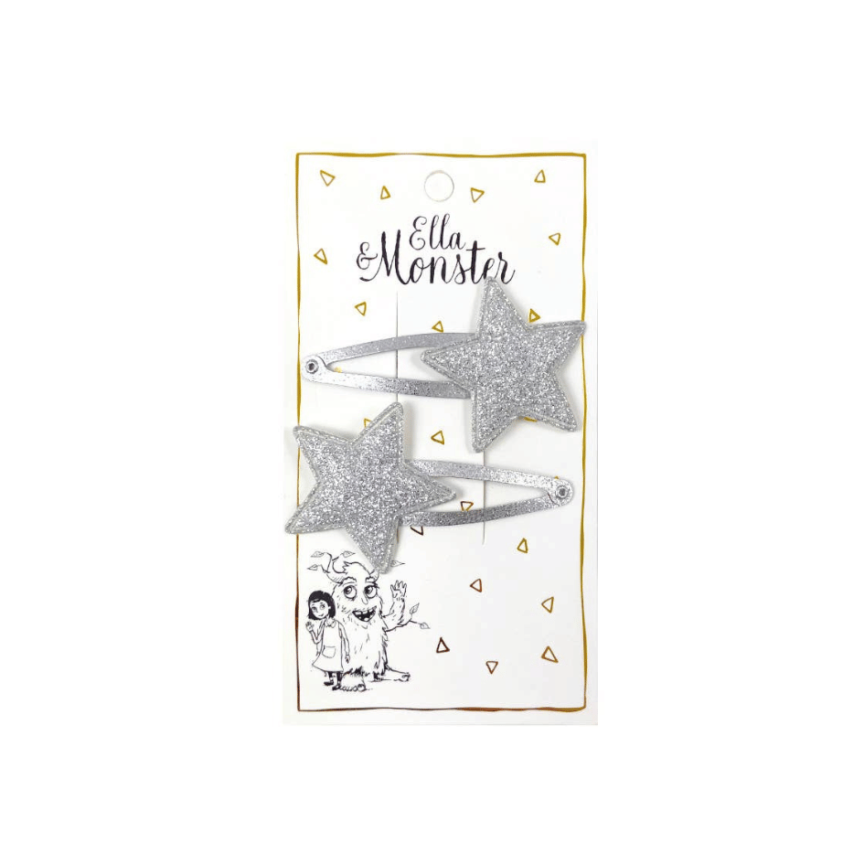 Haarclips - Silberner Glitzer‑Sterne - 2er Pack