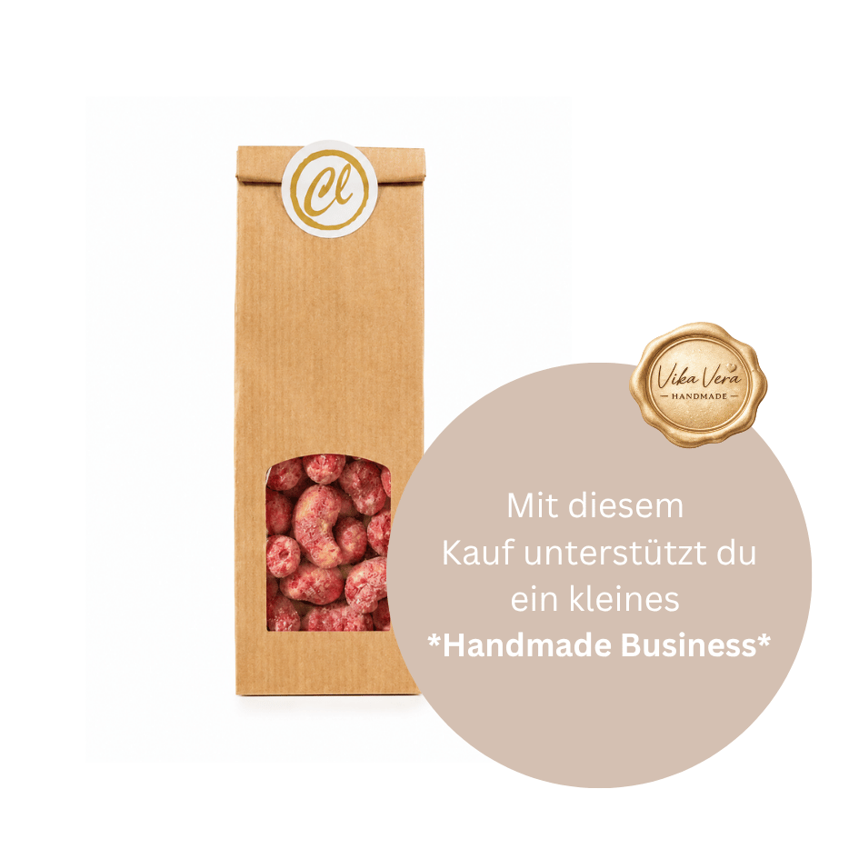 Himbeer Cashewkerne in weißer Schokolade