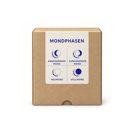 Mondphasen-Set mit vier Räuchermischungen à 50 ml für Neumond, zunehmenden Mond, Vollmond und abnehmenden Mond.