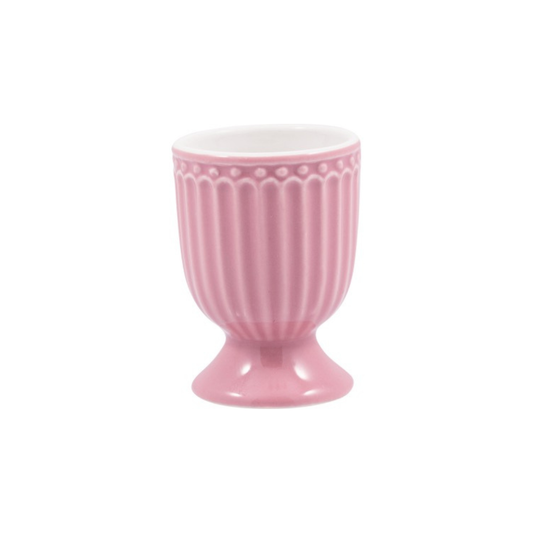 GreenGate Eierbecher Alice Dusty Rose aus gerilltem Steingut-Porzellan in zartem gedecktem Altrosa.