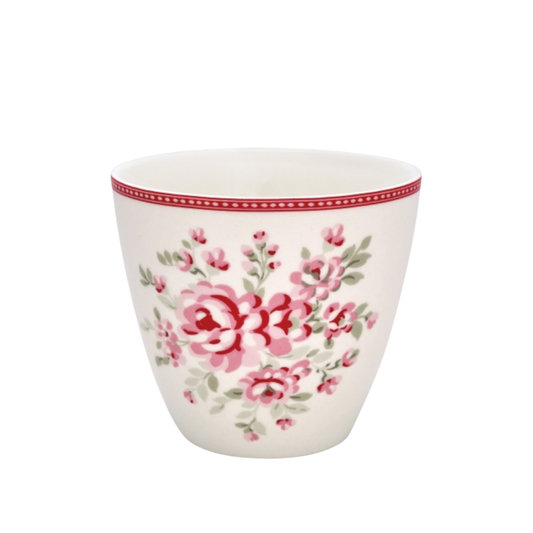 GreenGate Latte Cup Flora Vintage aus der Kollektion 2018 mit romantischem Rosenmuster in Rosa, Rot und gedeckten Vintage-Tönen.