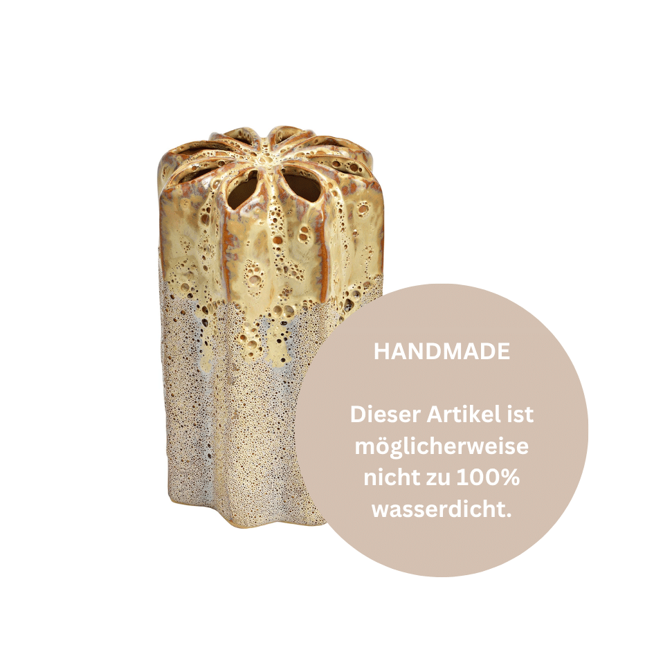 Keramik Vase - Blume - beige