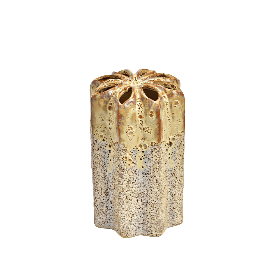 Keramik Vase - Blume - beige