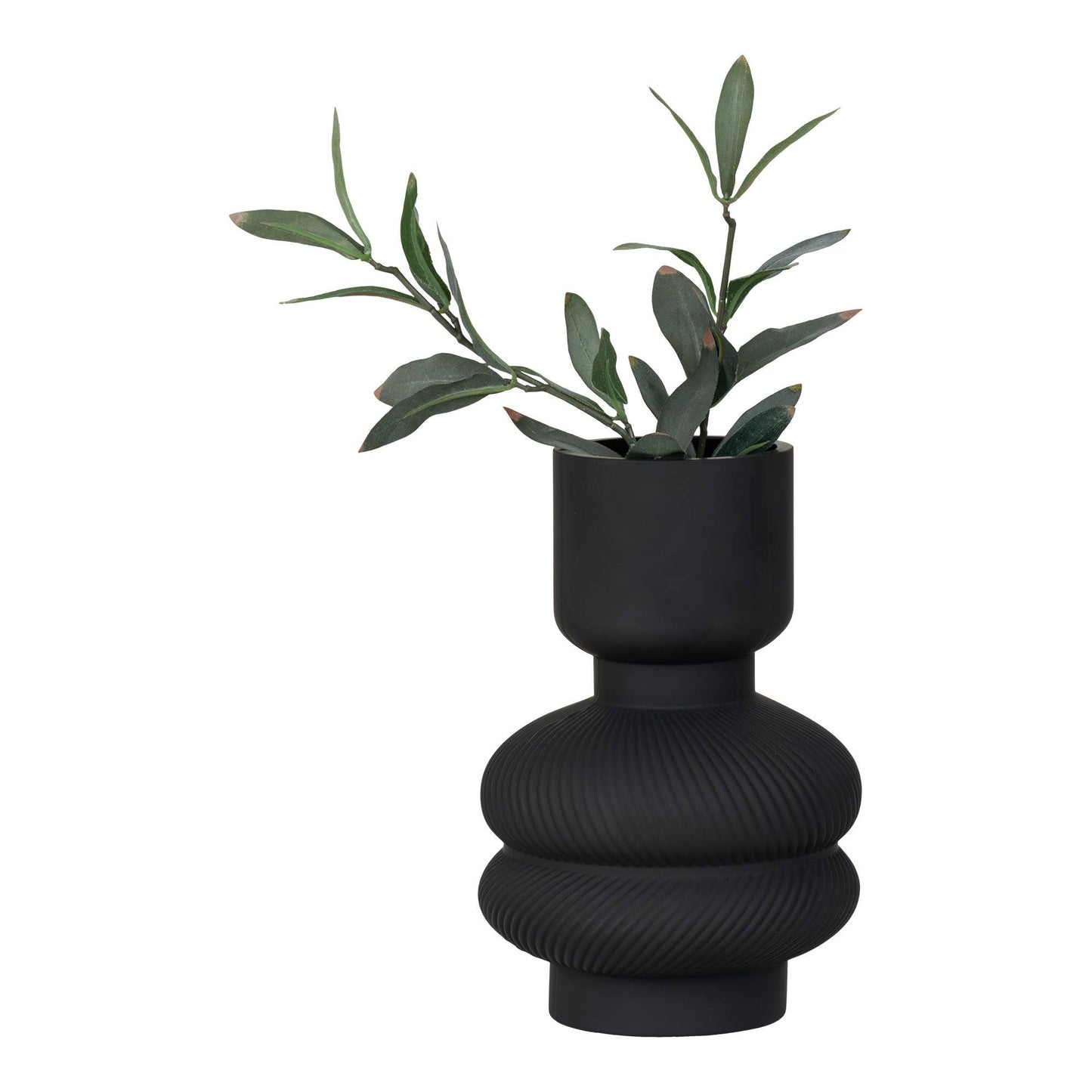 Vase schwarz matt, skandinavisches Design mit Zweig
