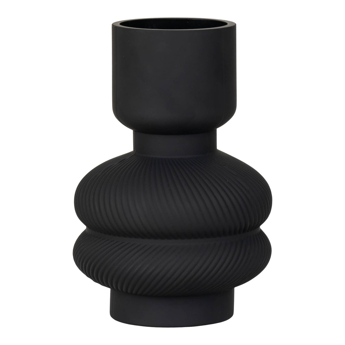Vase - Vase aus matt schwarzem Glas