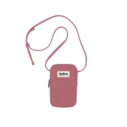 HINDBAG Handytasche Bill in Blush Rosé mit verstellbarem Riemen, leicht gepolstertem Innenfach und kleiner Rückentasche.