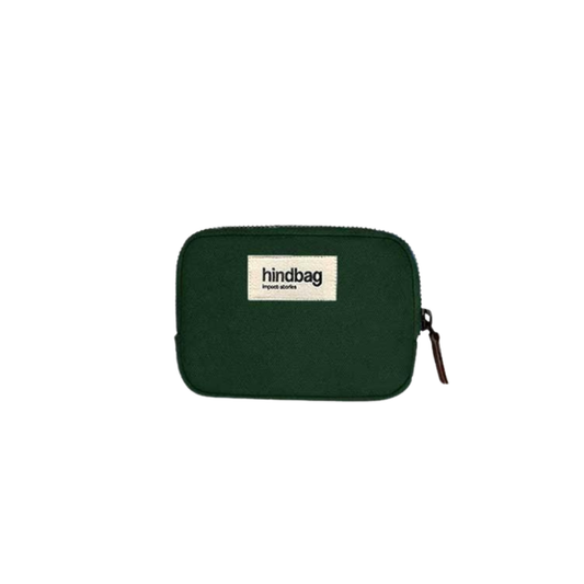 HINDBAG Lili Geldbörse in Tannengrün aus dickem Baumwollstoff mit Reißverschluss, ca. 13 x 9 cm.