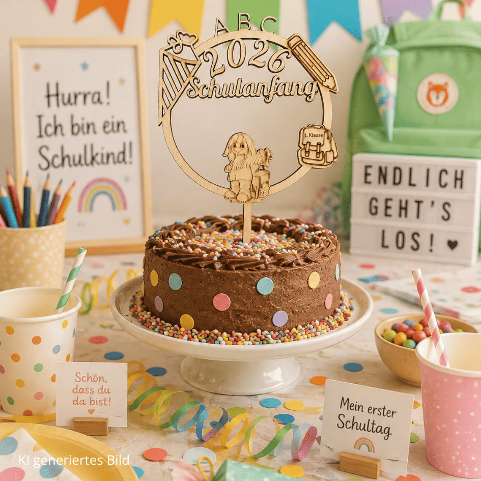 Caketopper - Schulkind - Holz