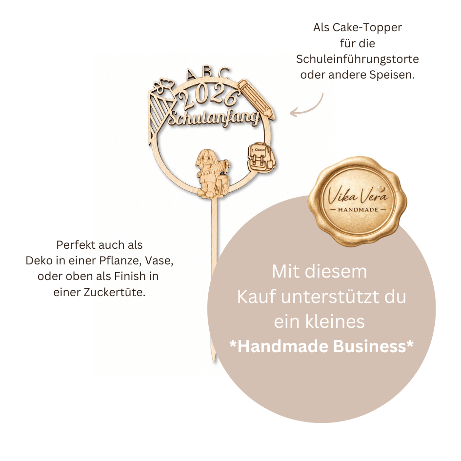 Caketopper - Schulkind - Holz
