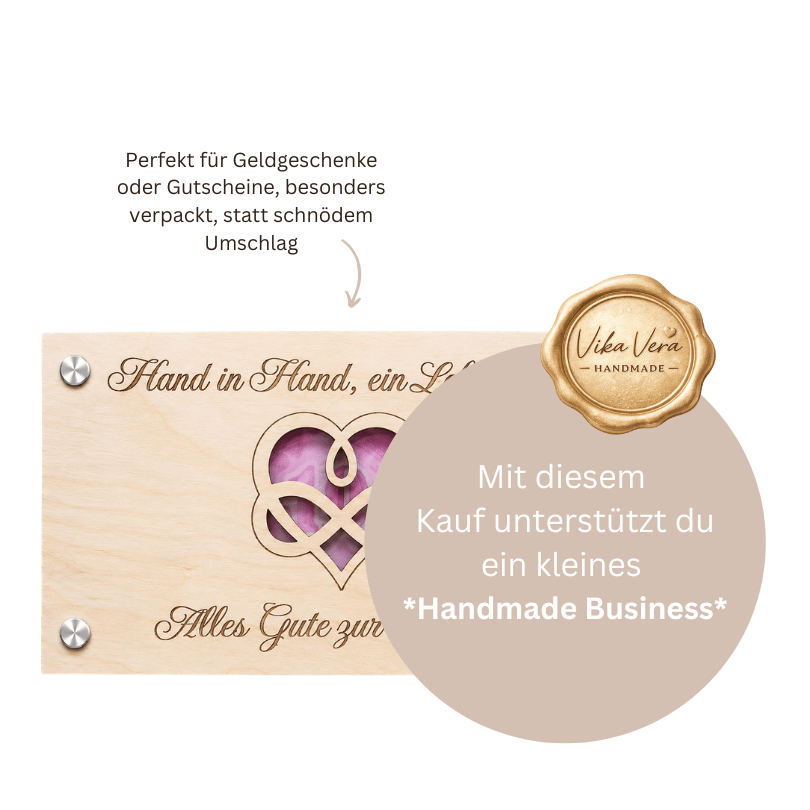 Wunscherfüller aus Holz - Hand in Hand zur Hochzeit