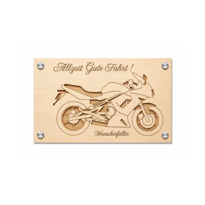 Wunscherfüller Geldgeschenk Holz - Gute Fahrt Motorrad