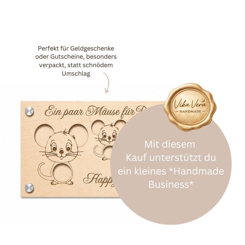 Wunscherfüller aus Holz - Paar Mäuse