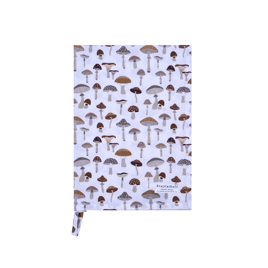 Krasilnikoff Geschirrtuch Mushroom mit verschiedenen Pilzmotiven im Format 50 x 70 cm, dekoratives Küchentuch für Alltag und Herbst.