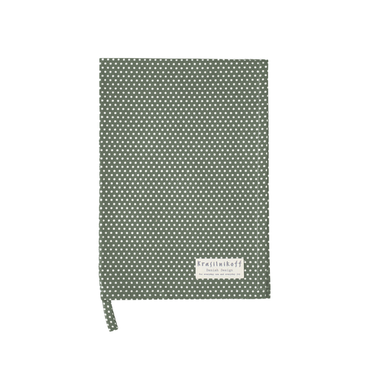 Krasilnikoff Geschirrtuch Micro Dots Green in Dunkelgrün mit feinen weißen Punkten, ca. 50 x 70 cm.