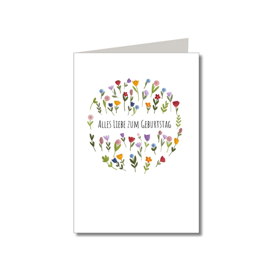 Doppelkarte m. Umschlag • Alles liebe zum Geburtstag Blumenkugel