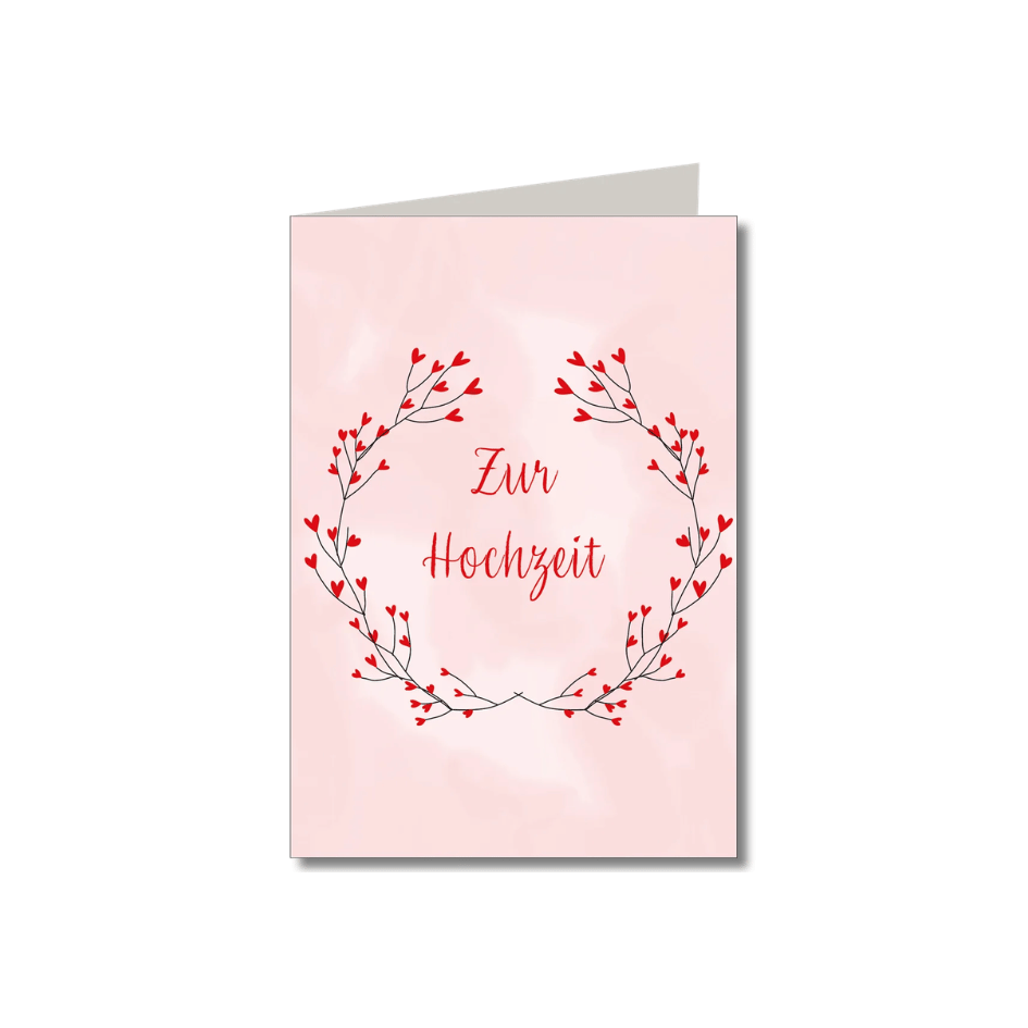 Doppelkarte mit Umschlag - Zur Hochzeit Herzkranz