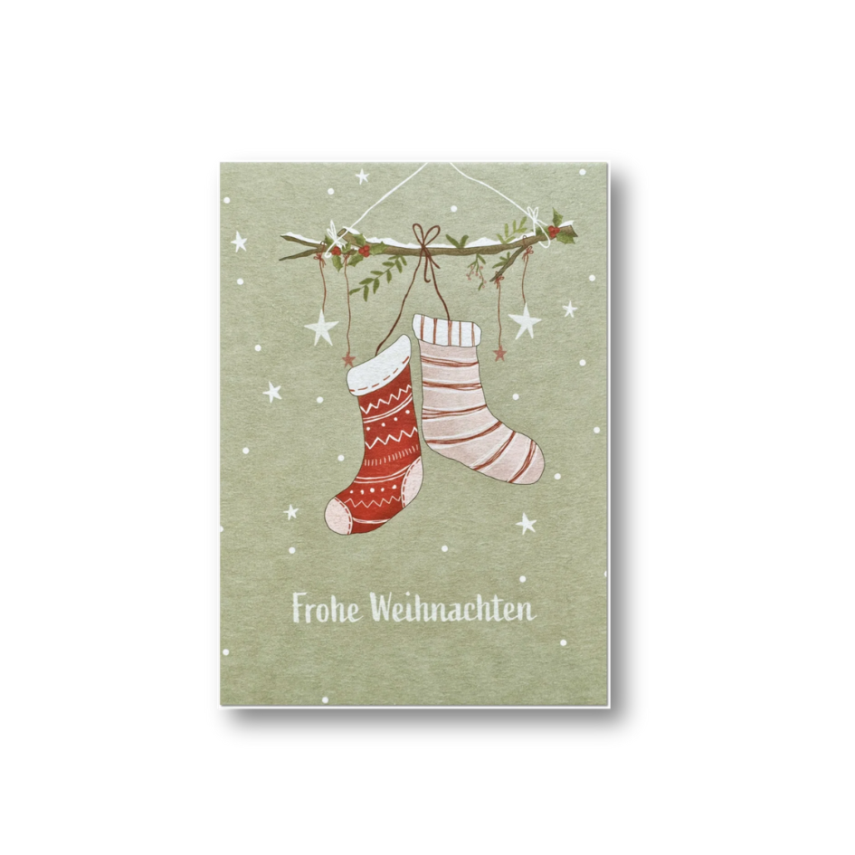 Postkarte • Frohe Weihnachten Socken