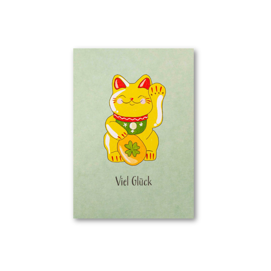 Postkarte • Viel Glück Glückskatze