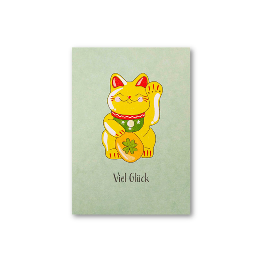 Postkarte • Viel Glück Glückskatze