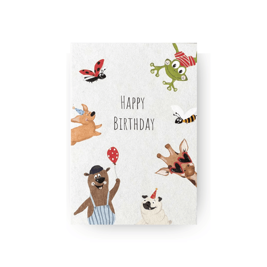 Postkarte - Happy Birthday Tiere