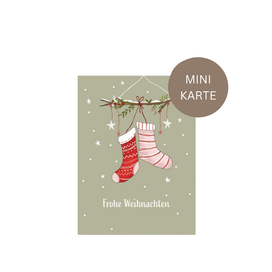Karte Mini • Postkarte • Frohe Weihnachten Socken