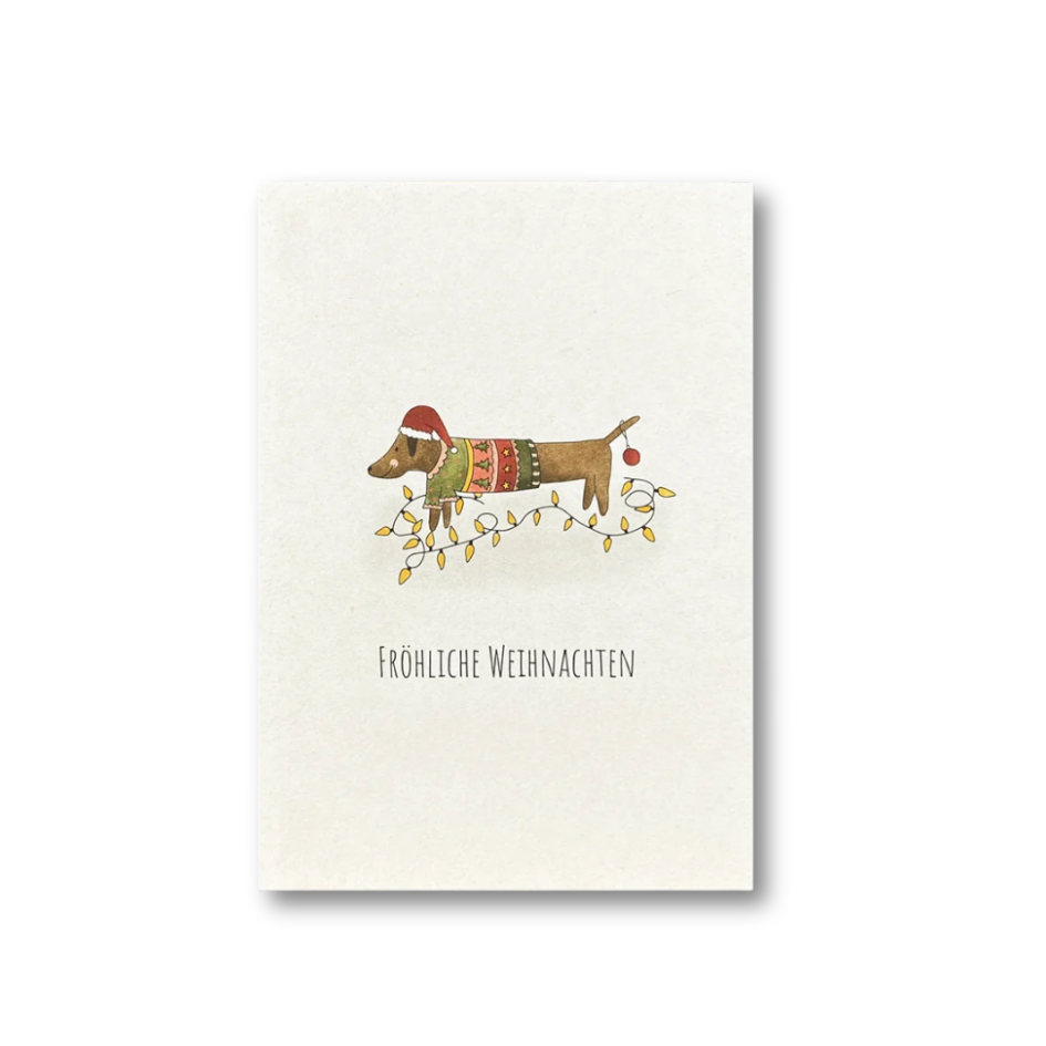 Postkarte • Fröhliche Weihnachten - Weihnachtsdackel