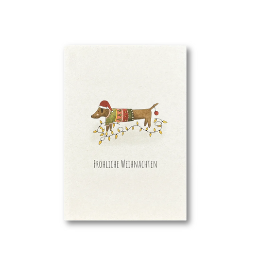 Postkarte • Fröhliche Weihnachten - Weihnachtsdackel
