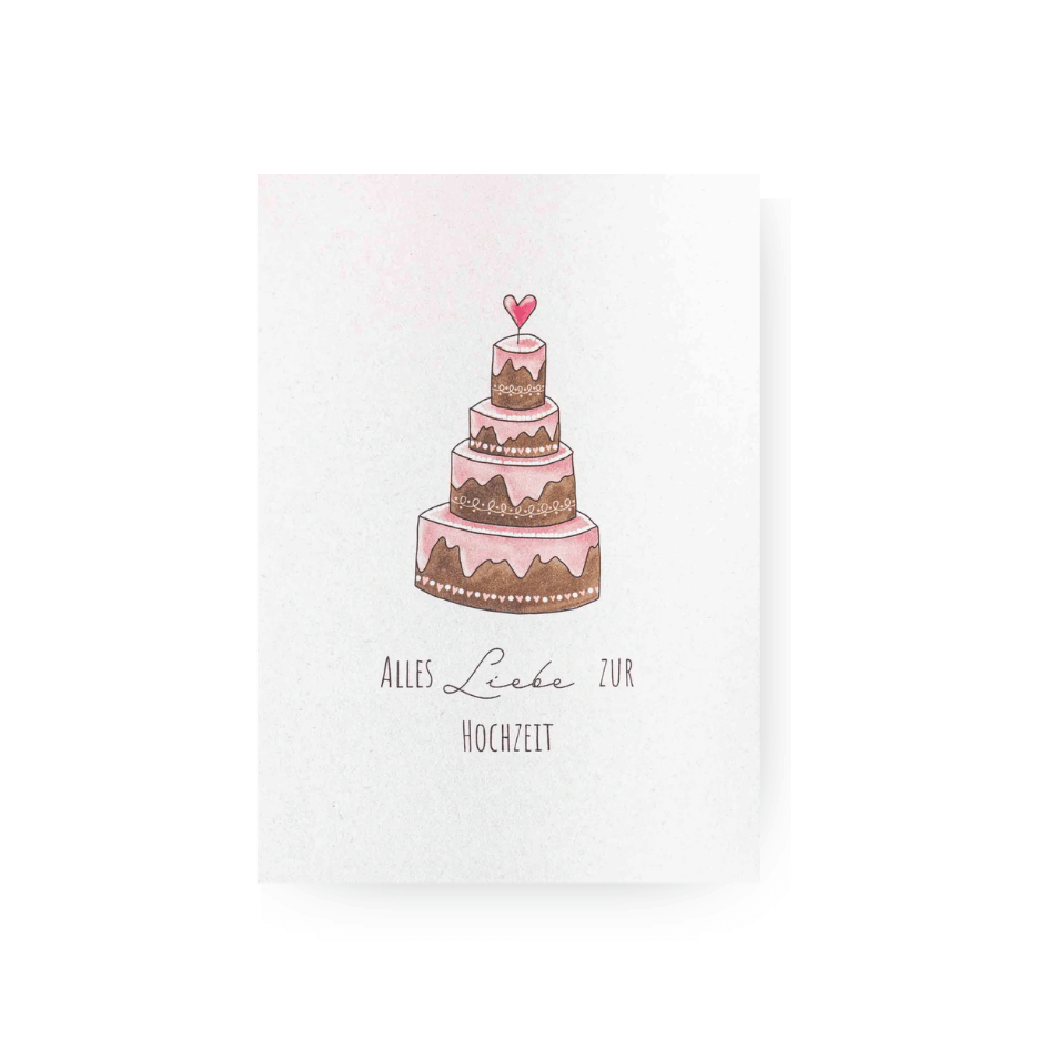 Postkarte - Zur Hochzeit Torte