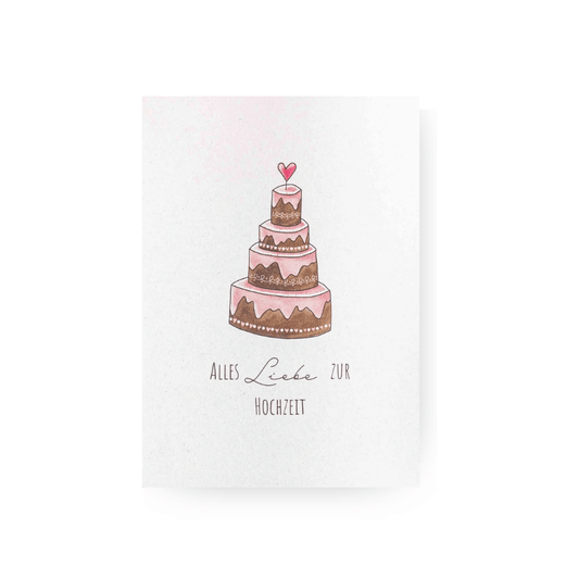 Postkarte - Zur Hochzeit Torte