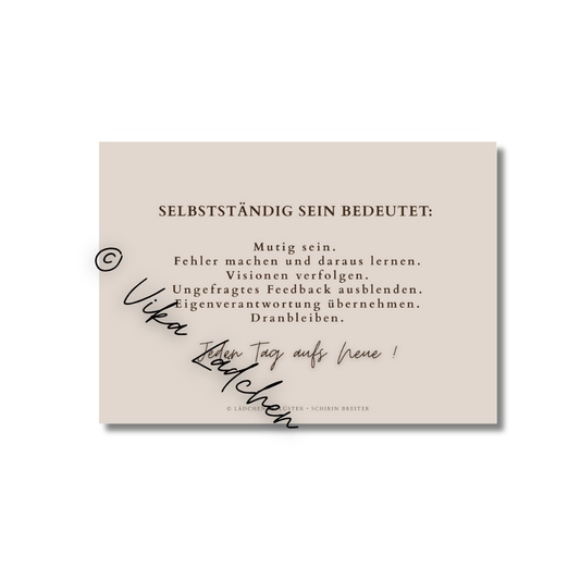Postkarte • Selbstständigkeit bedeutet