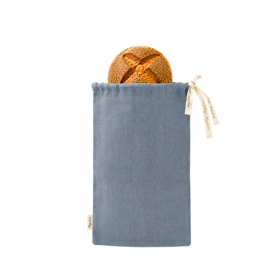 Leinen Brotbeutel - grau blau