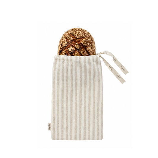 Leinen Brotbeutel - beige gestreift