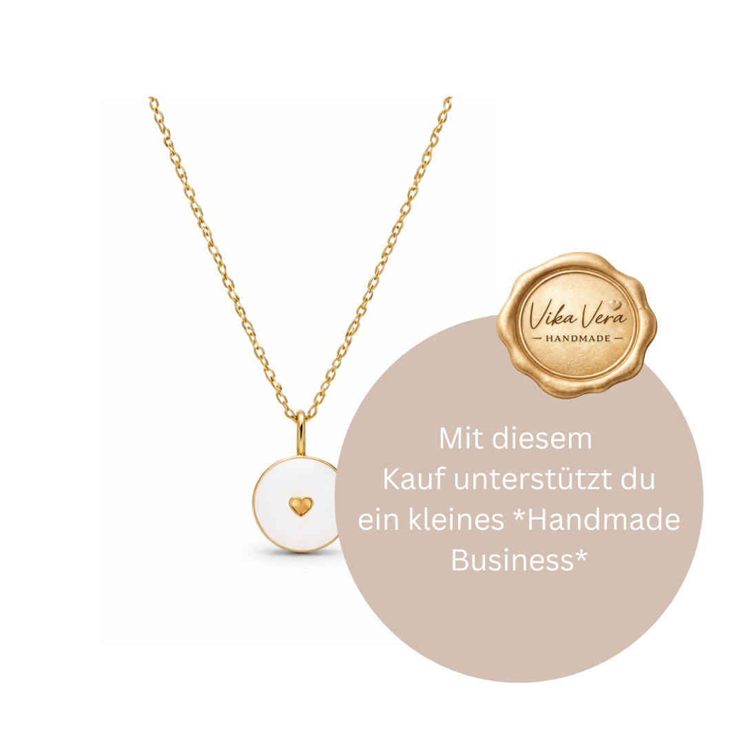 Kette - Herz Anhänger - gold weiss