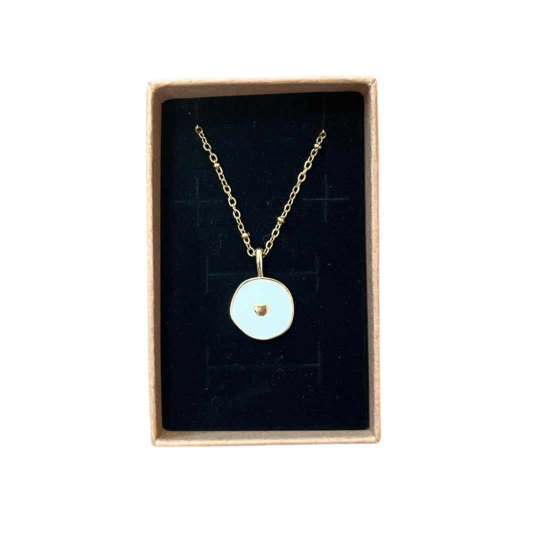 Kette - Herz Anhänger - gold weiss